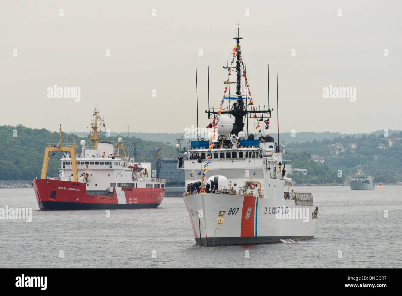 US Coast Guard Cutter USCGC ESCANABA sits at anchor during the 2010