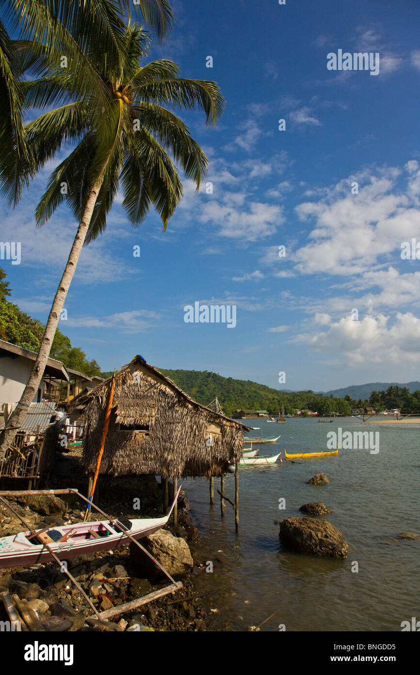 A small fishing village north of EL NIDO - PALAWAN ISLAND, PHILIPPINES Stock Photo