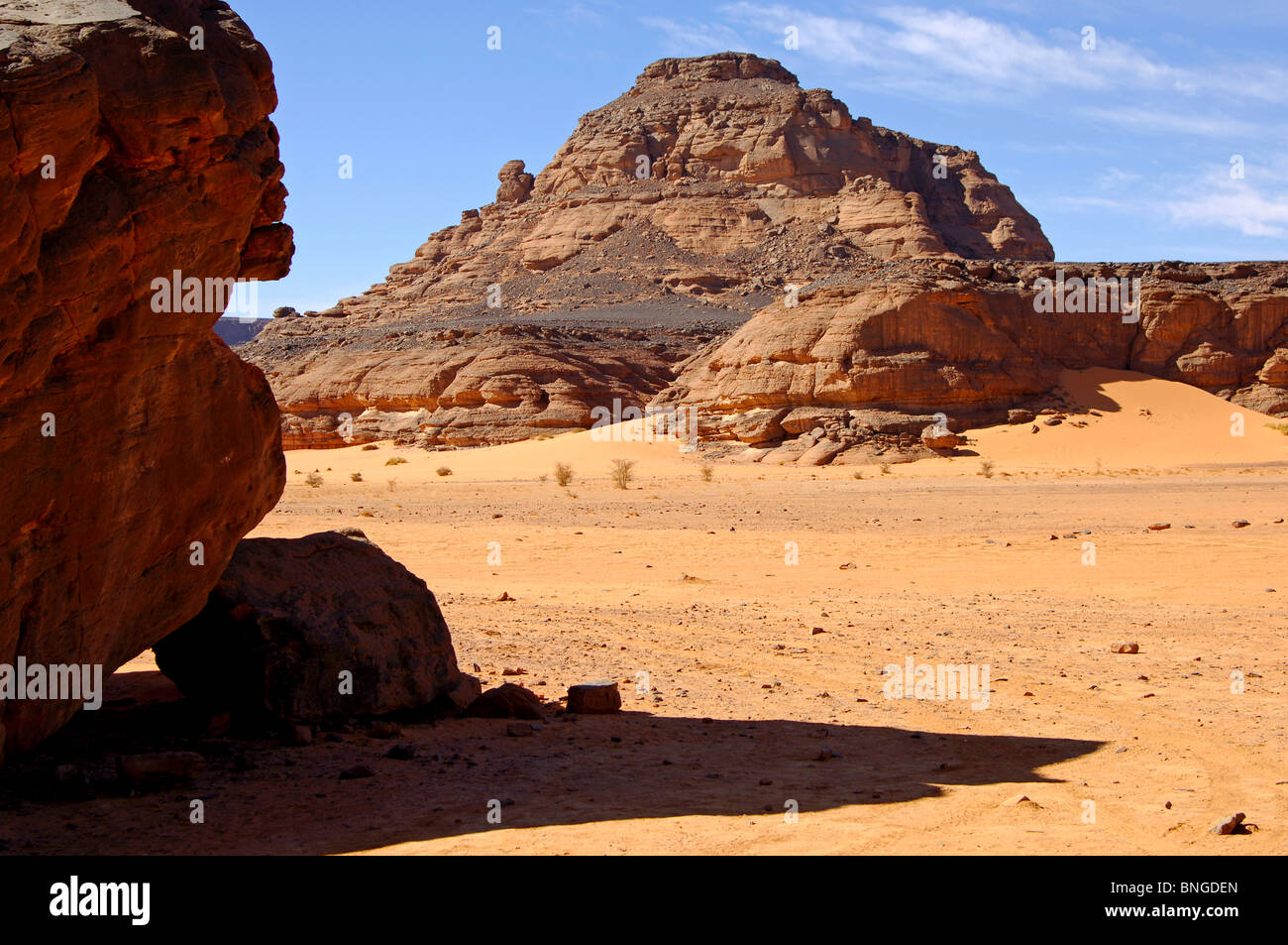 Rock formation in the Acacus Mountains, Sahara desert, Libya Stock Photo