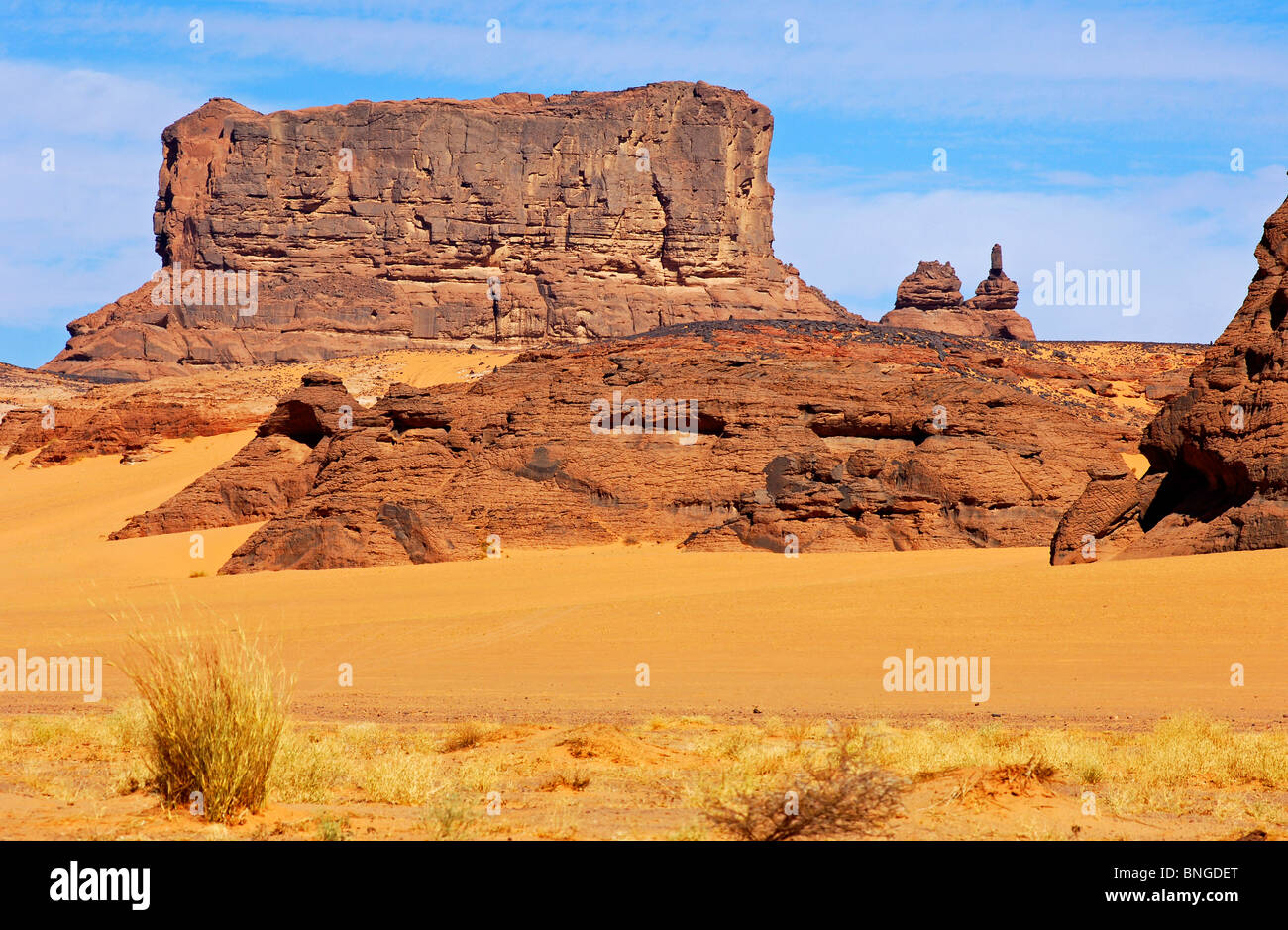 Eroded mountain stock, Acacus Mountains, Sahara desert, Libya Stock Photo
