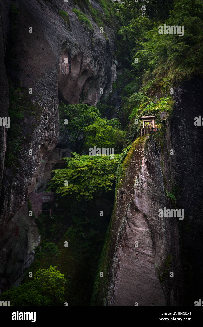 Small pavilion on a cliff in Wuyi Shan, Fujian, China Stock Photo