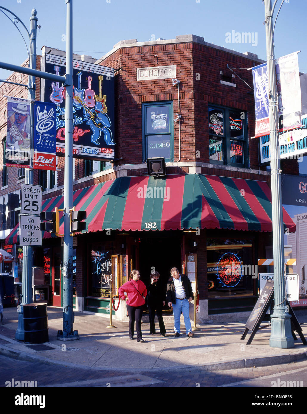 Blues bars, Beale Street, Beale Street District, Memphis, Tennessee, United States of America Stock Photo