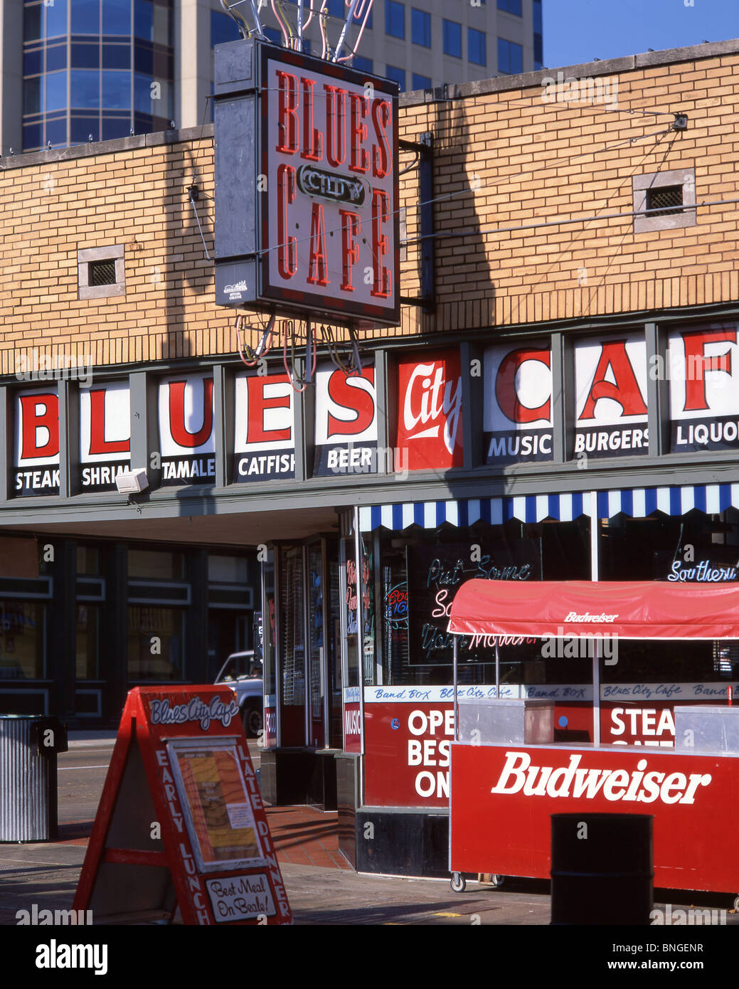 Blues Cafe, Beale Street, Beale Street District, Memphis, Tennessee, United States of America Stock Photo