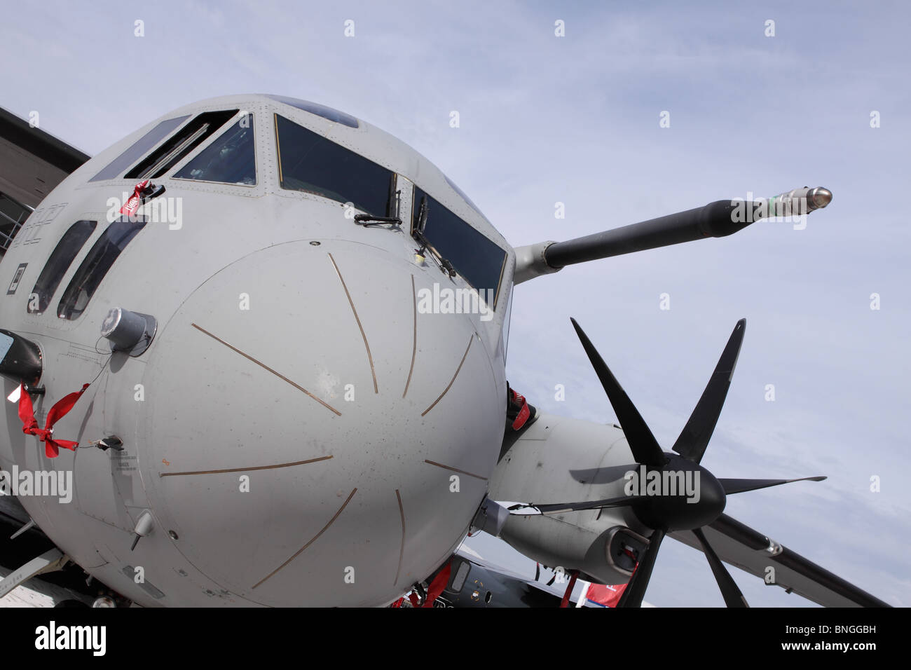 Alenia C-27J Spartan transport aircraft with air refueling probe above the cockpit Alenia are part of the Finmeccanica group Stock Photo