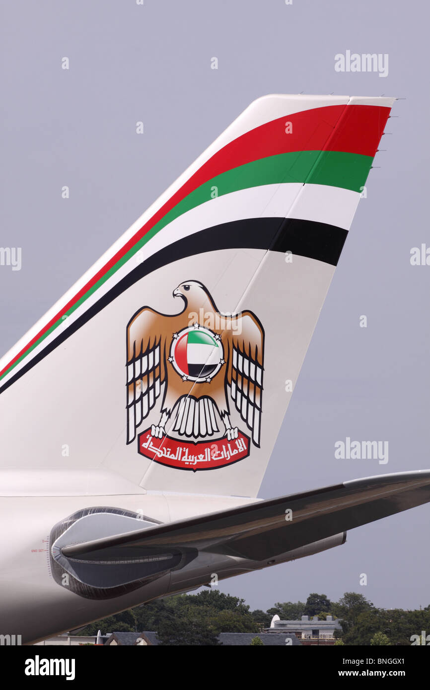 Etihad Airways Airbus A330 tail fin rudder colour scheme Stock Photo