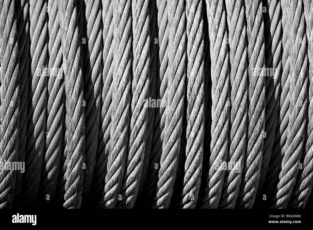 Steel cable wrapped on a drum, Dangling Rope Marina, Lake Powell, Utah