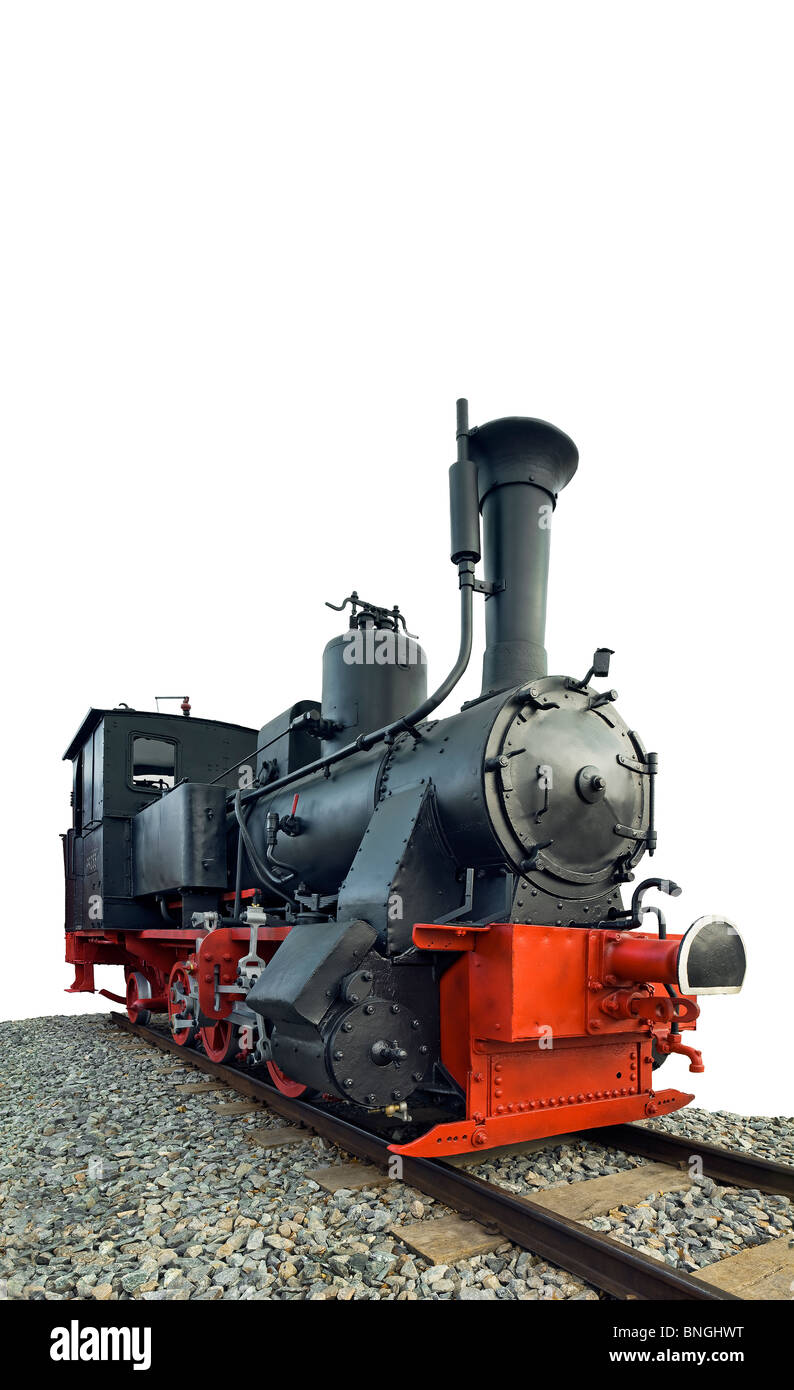steam engine locomotive lok walhalla Bockerl Regensburg germany bavaria europe restored black red iron made hand made restore hi Stock Photo
