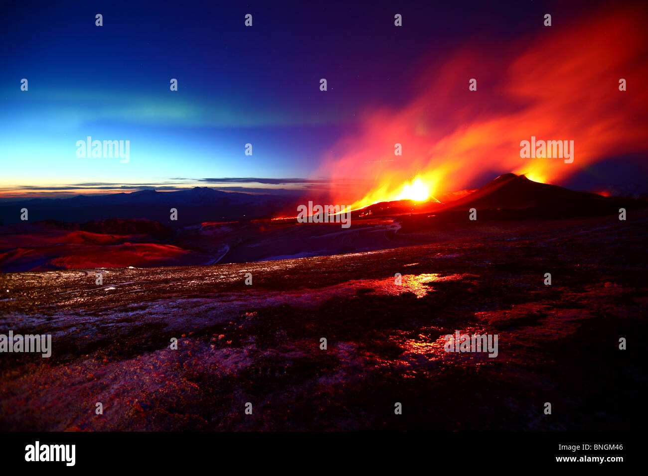 Fimmvorduhals / Fimmvörðuháls eruption in Iceland, 2010 Stock Photo