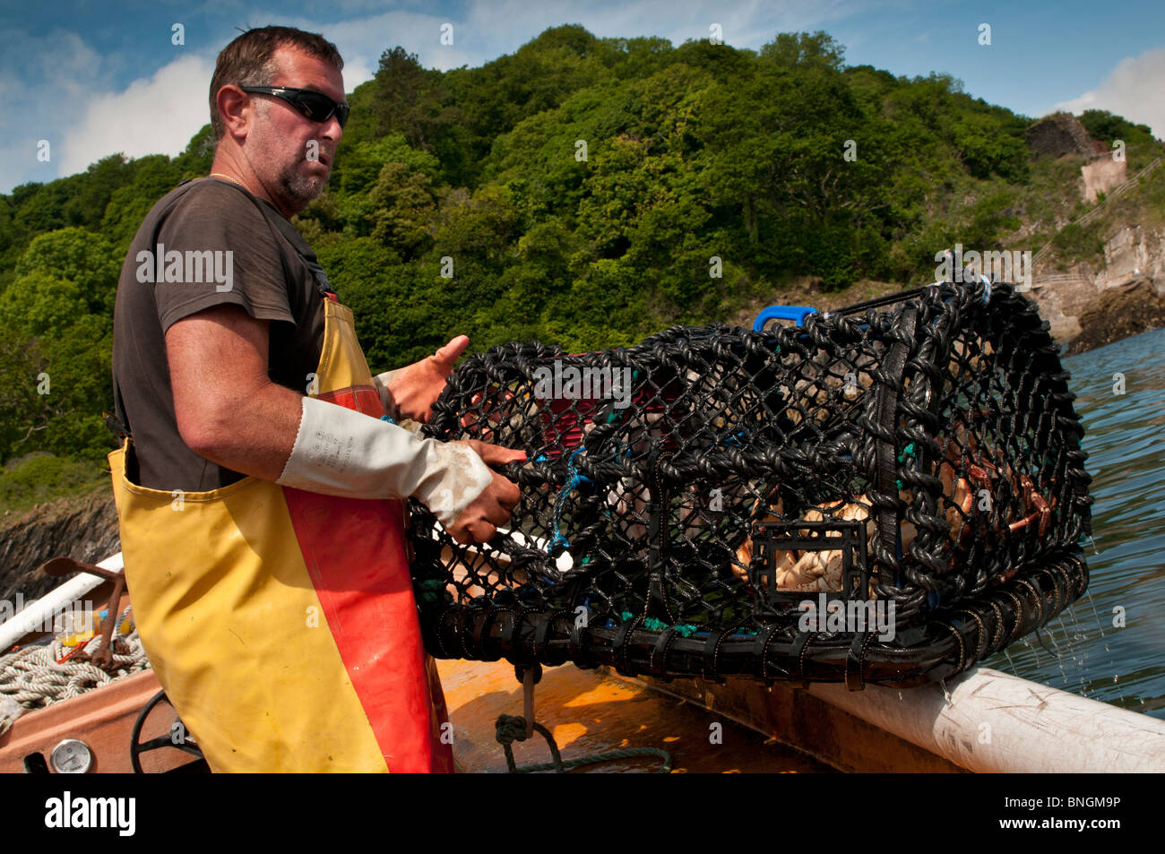 Fishing for Crab Dartmouth, Devon Stock Photo Alamy