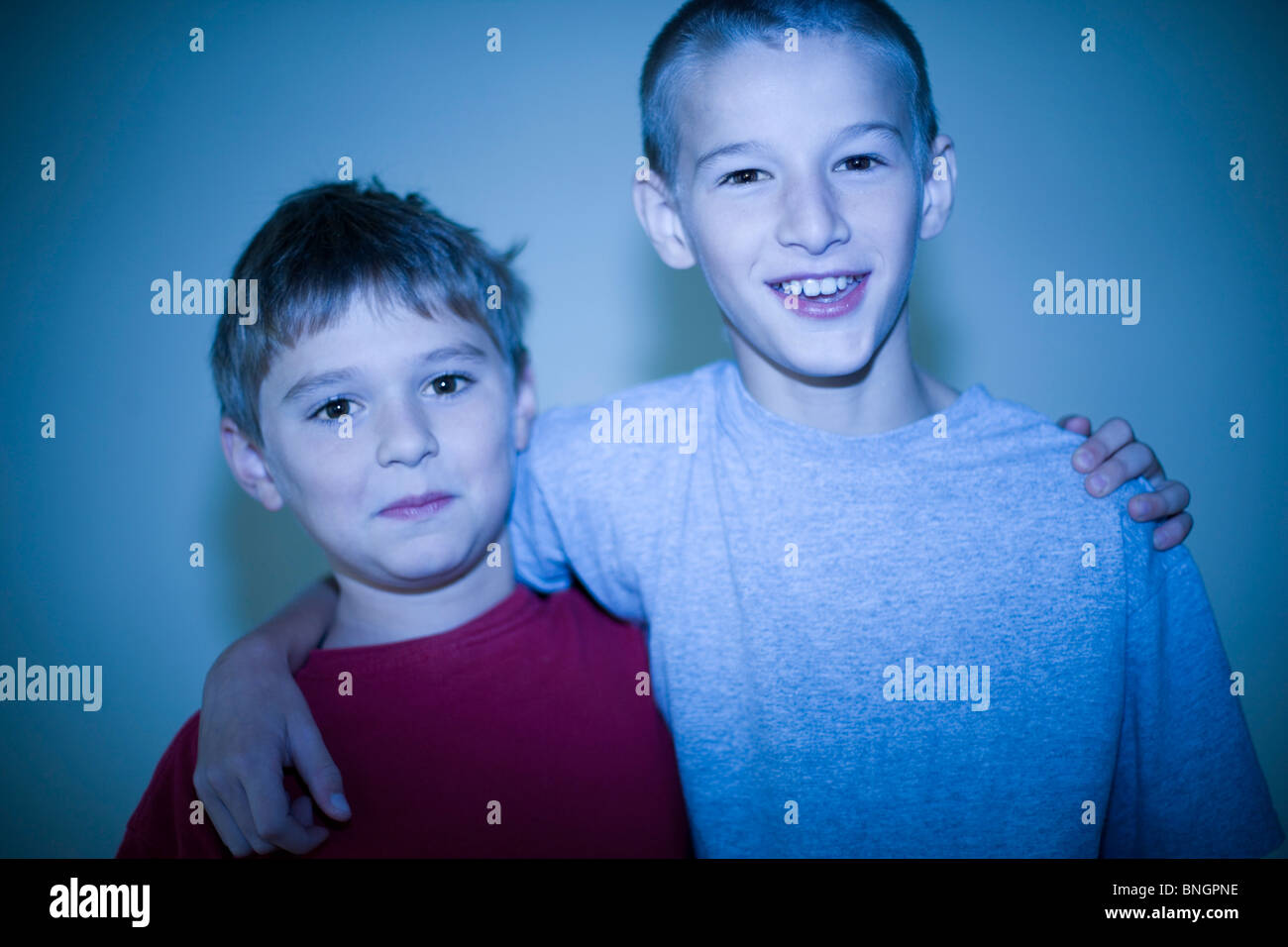 Portrait of two boys smiling, Brazil Stock Photo - Alamy
