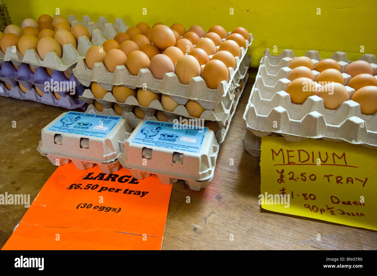 Trays Of Free Range Eggs For Sale In A Farm Shop Stock Photo Alamy