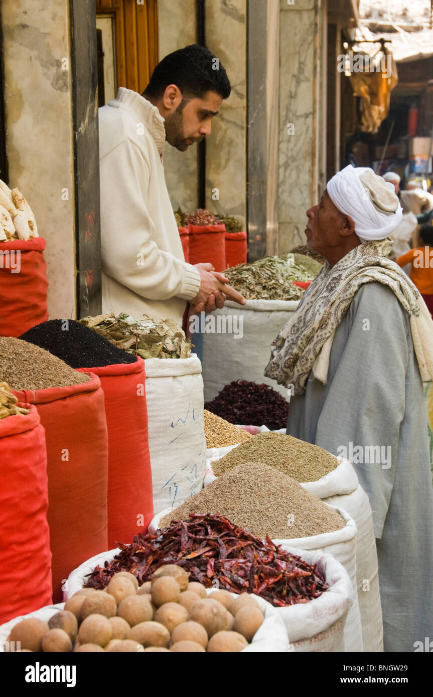 spices for sale in the Khan Khalili bazaar in Cairo Egypt Stock Photo