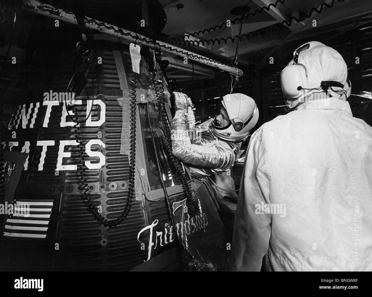 USA, Florida, Cape Canaveral, Astronaut John Glenn at Friendship 7 Stock Photo