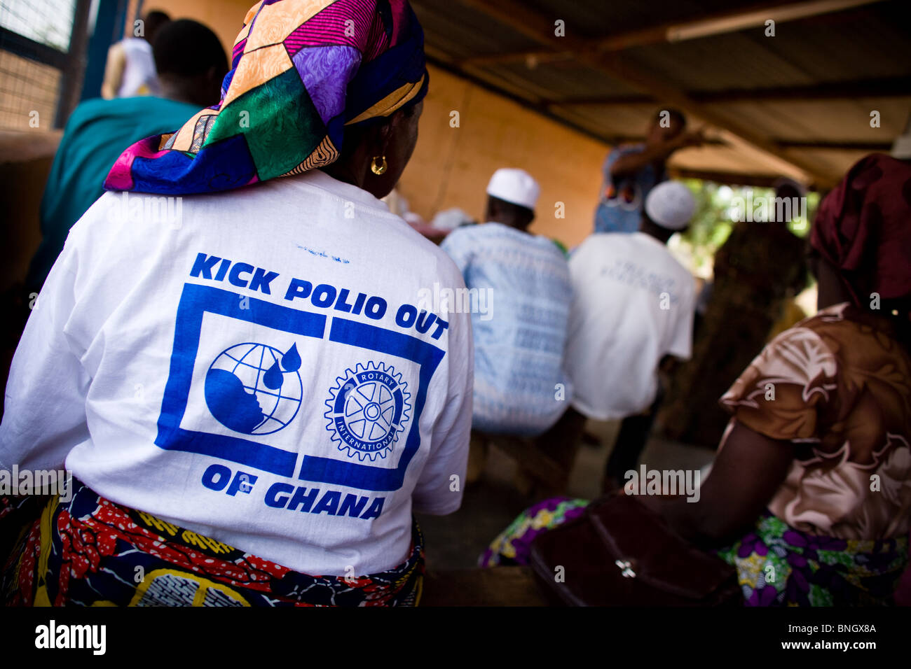 Volunteers at a training session preceding a national polio immunization at the Nyankpala health center in northern Ghana Stock Photo