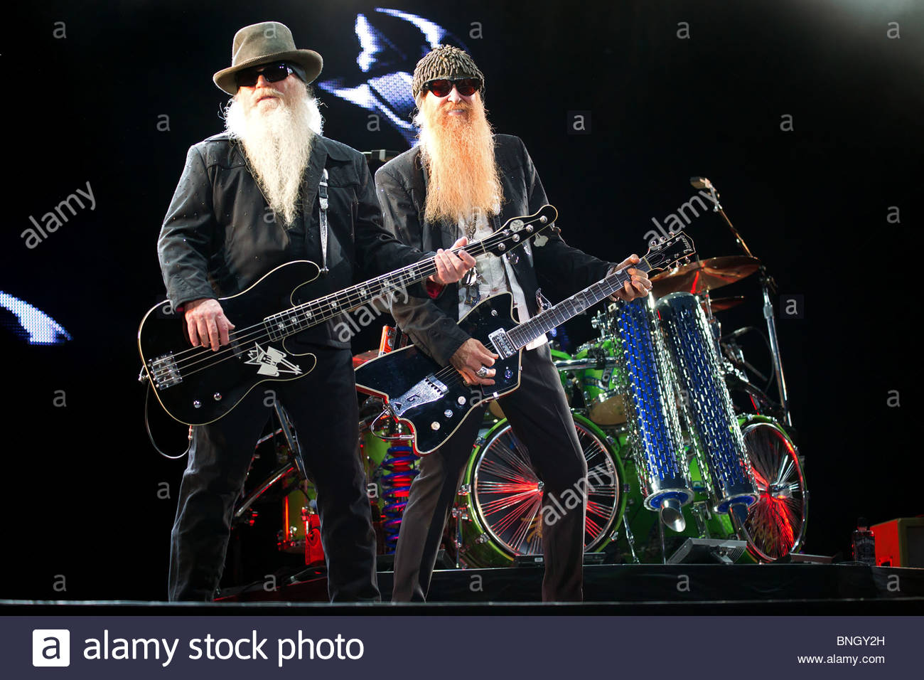 Texas blues rock band ZZ TOP performing live in july 2010 Stock Photo