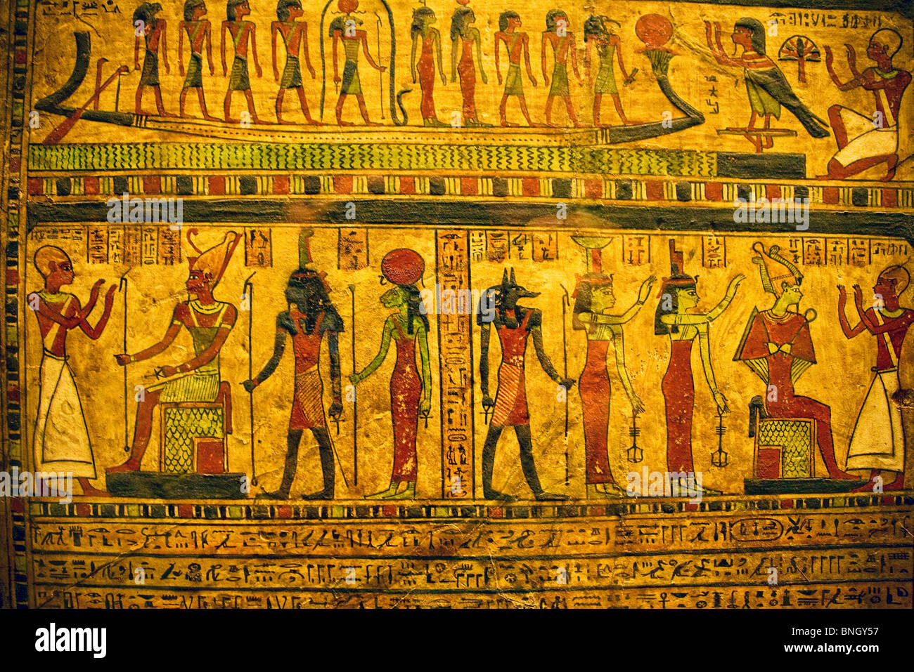 Hieroglyphics with Egyptian gods and godesses, France, Paris, Musee du Louvre, Egyptian Art