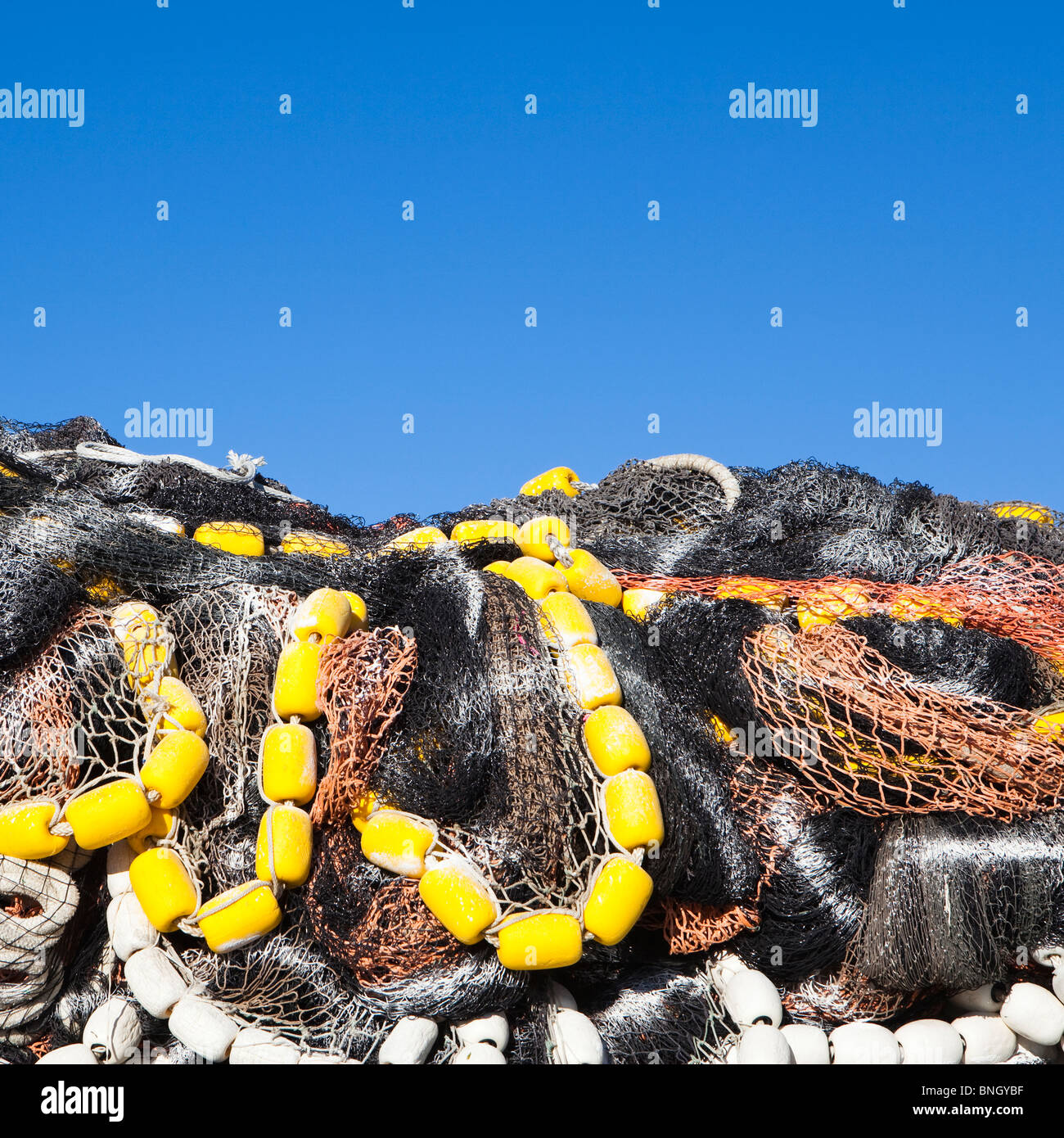 Closeup of commercial fishing nets, Seattle, Washington State, USA