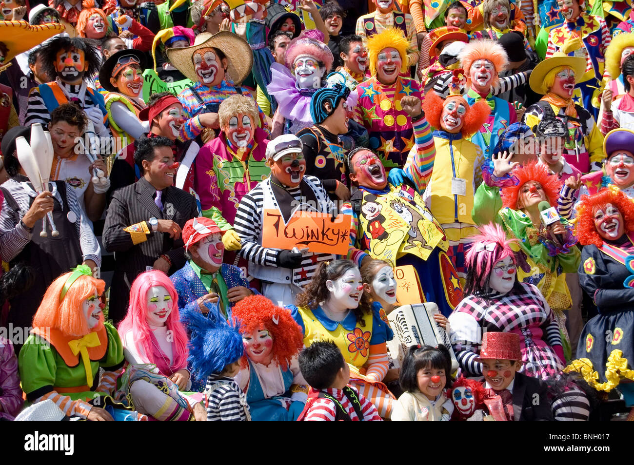 Clown parade in Mexico city with clowns from several countries Stock ...