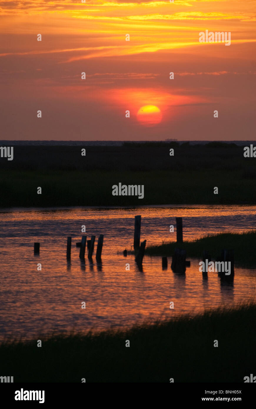 Fox Island, VA at sunset Stock Photo