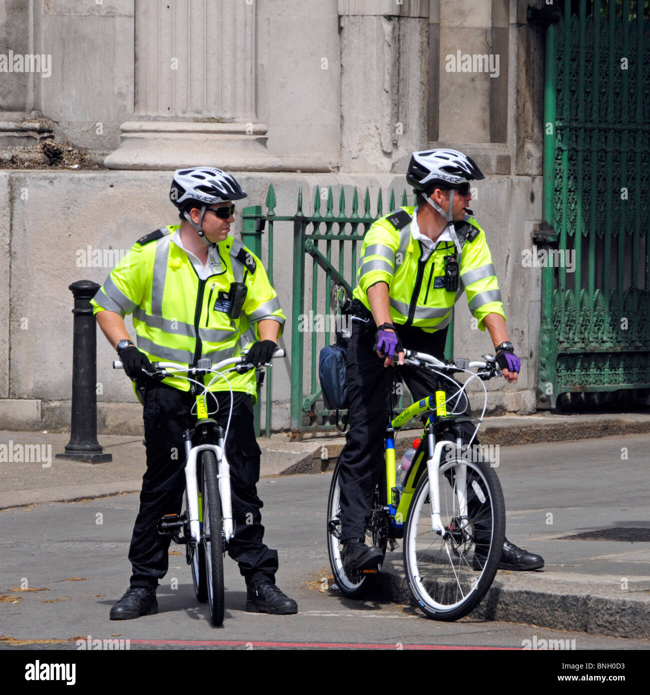 Metropolitan Police officers on bikes Stock Photo