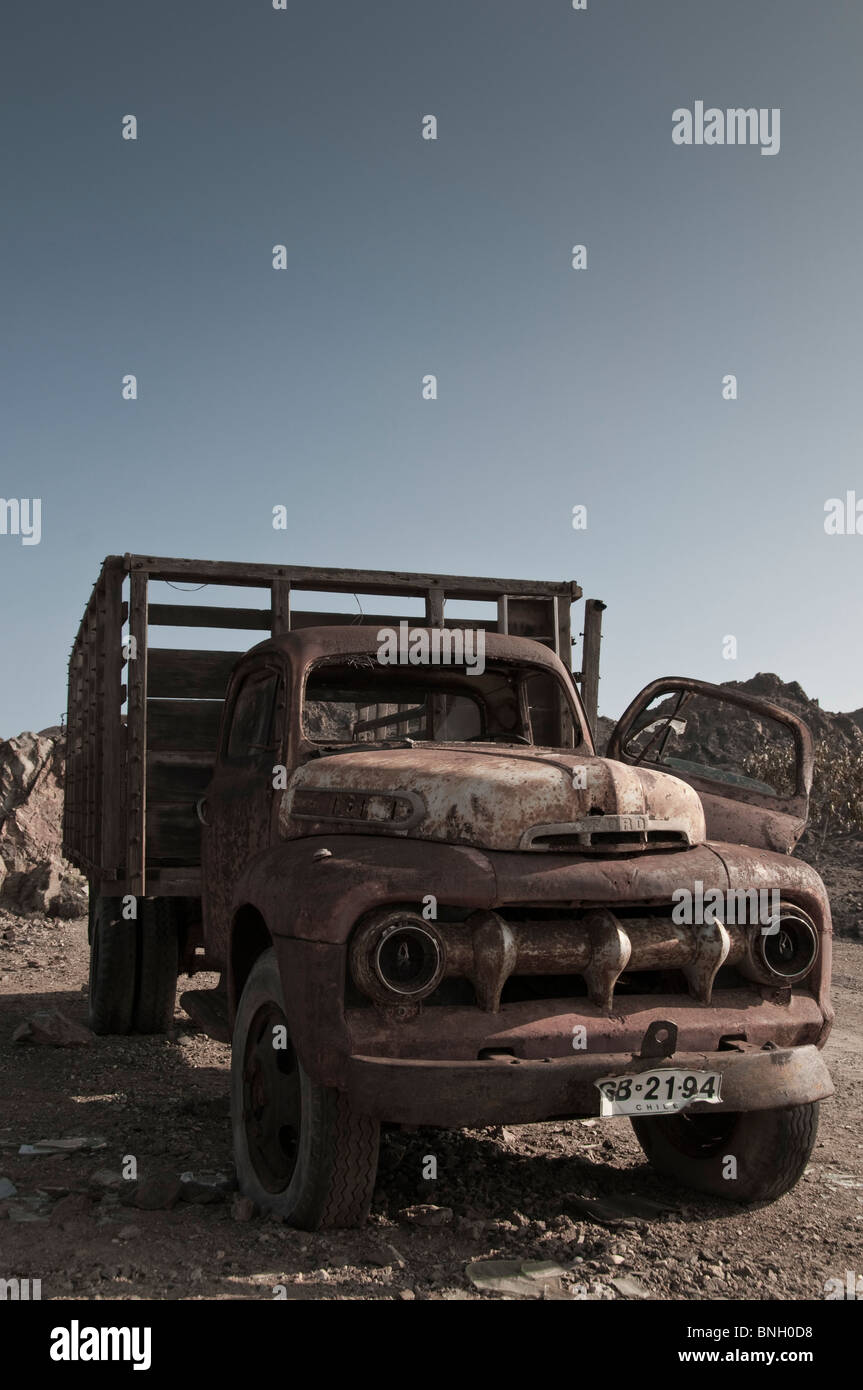 Old abandoned cars, Atacama Desert, Chile Stock Photo