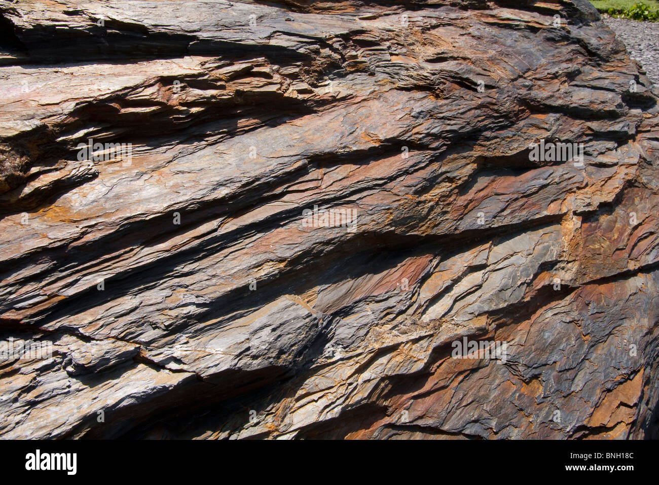 Detail of Schist slate rock. Stock Photo