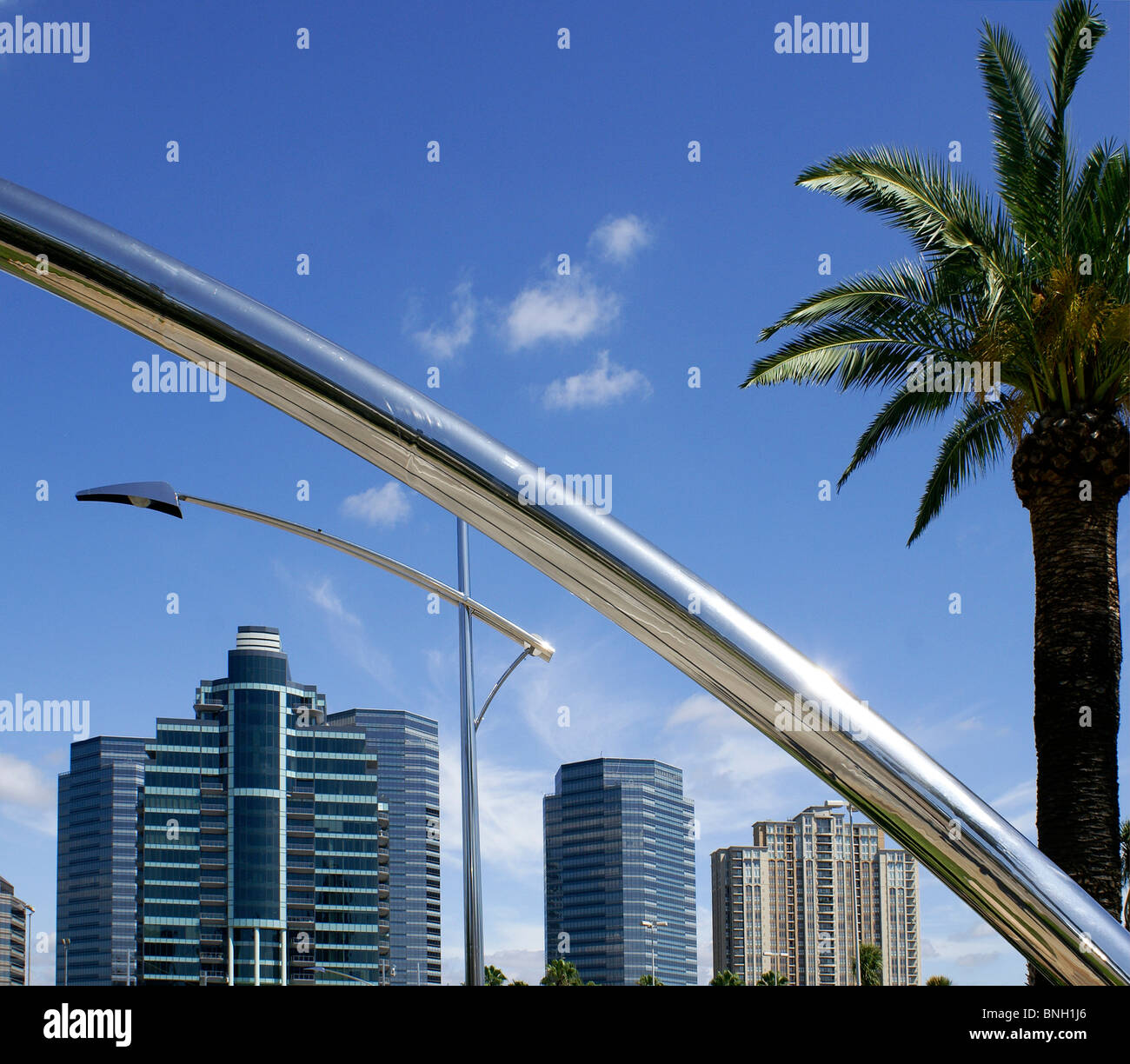 Looking North on Post Oak Boulevard in Houston, Texas the chrome arches