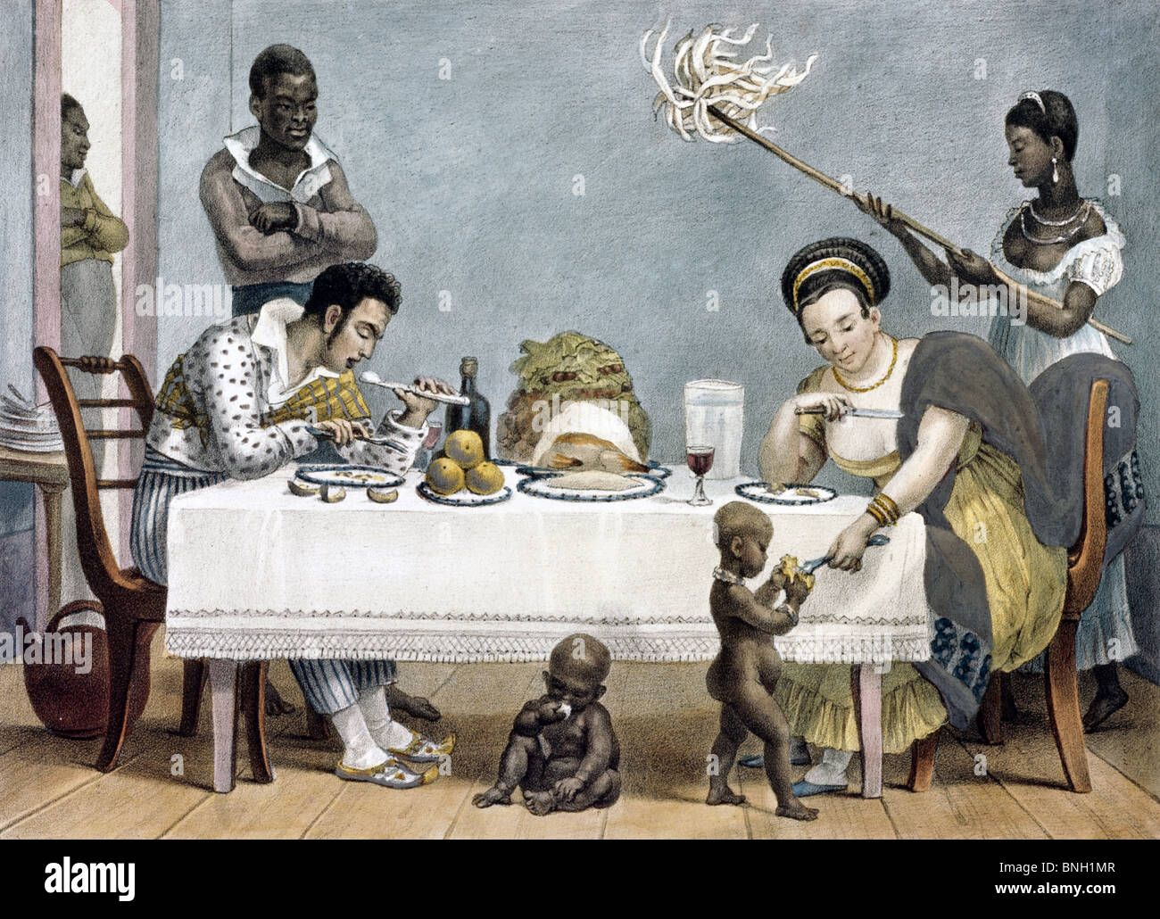 Dinnertime by Jean Baptiste Debret, (1768-1848)