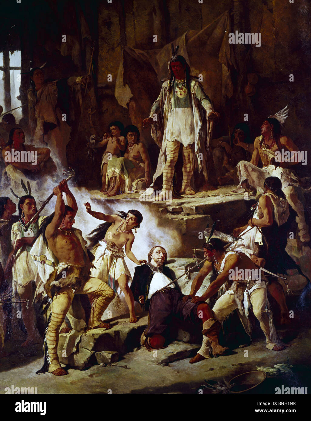 Pocahontas and John Smith, Victor Nehlig (1830-1909 American), Stock Photo