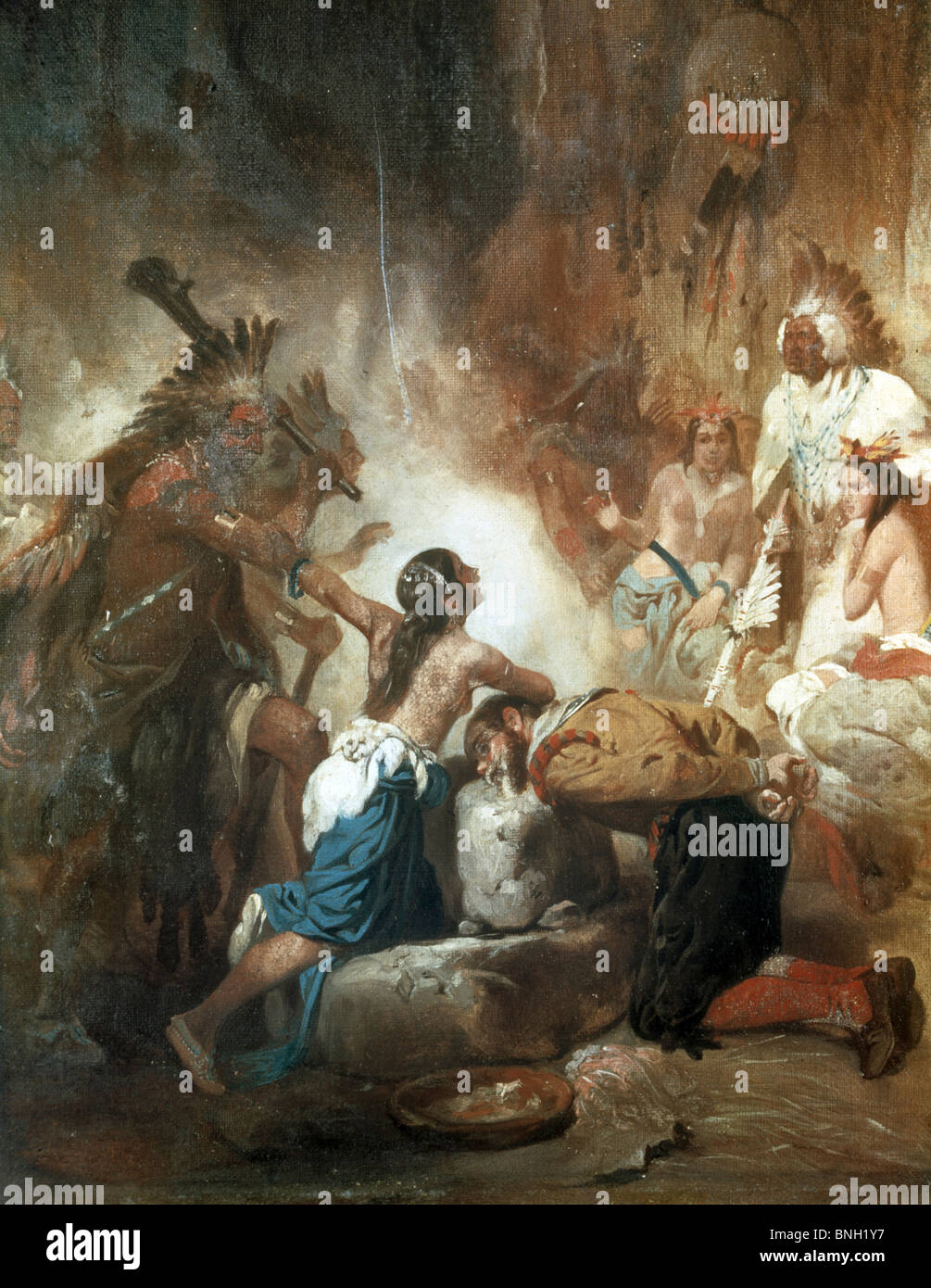 Pocahontas Saving the Life of John Smith, Alonzo Chappell (1828-1887 American) Stock Photo