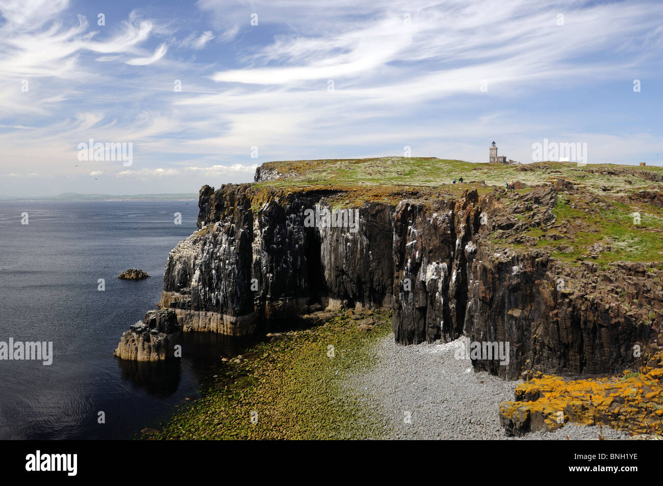 View over to the lighthouse, The Isle of May, Fife, Scotland Stock Photo