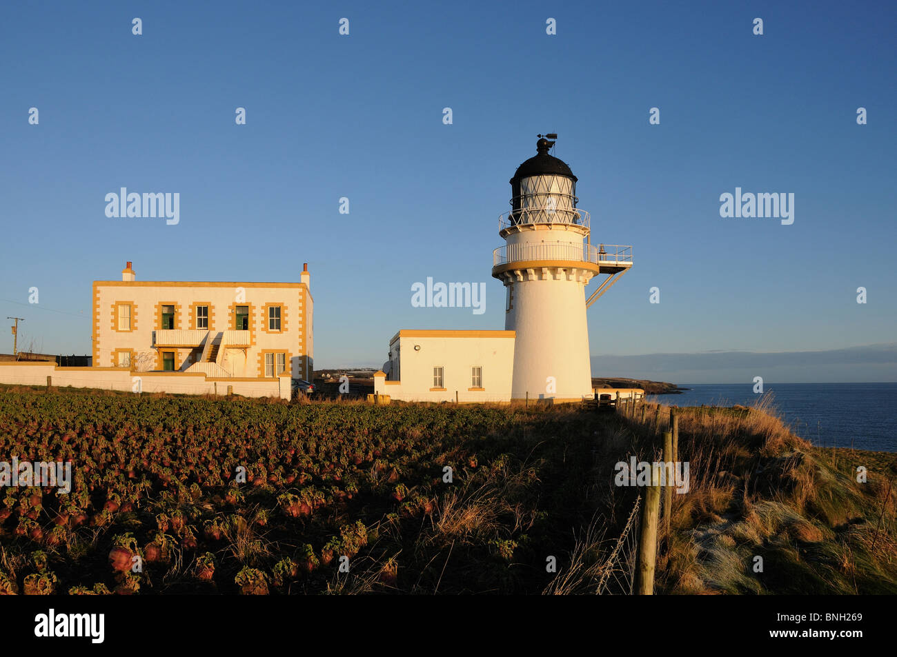 Tod Head Lighthouse, Kinneff, Aberdeenshire, Scotland Stock Photo