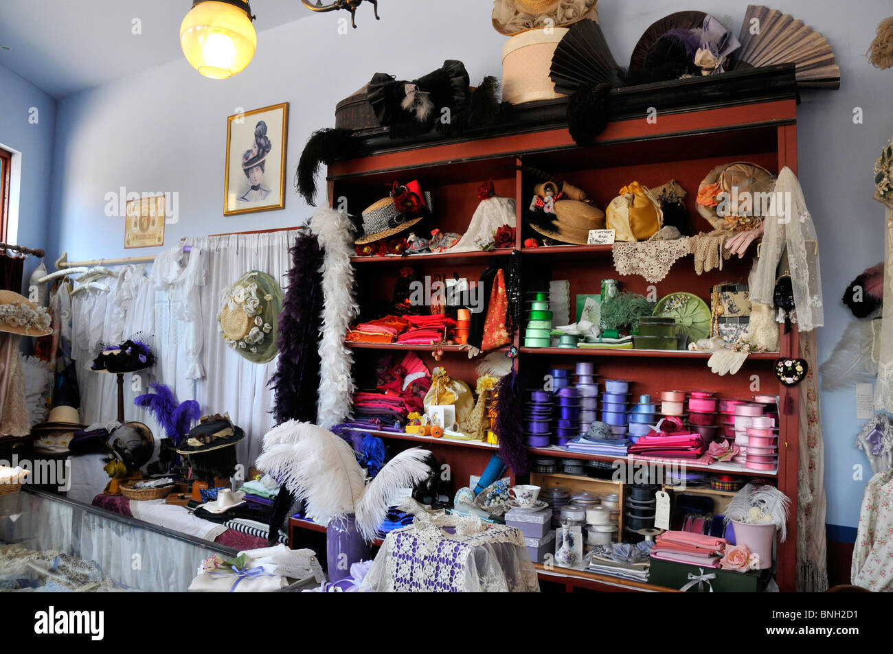 Blists Hill, Drapers shop at Blists Hill, Victorian Village, Ironbridge, Shropshire. Britain, UK Stock Photo