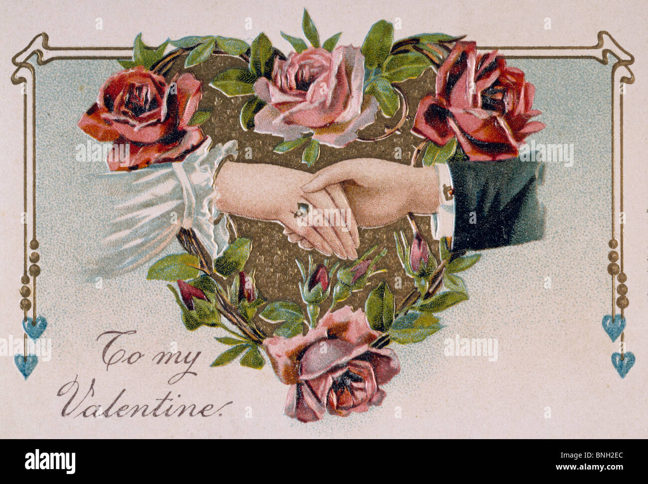Holding Hands, Nostalgia Cards, illustration, circa 1900 Stock Photo