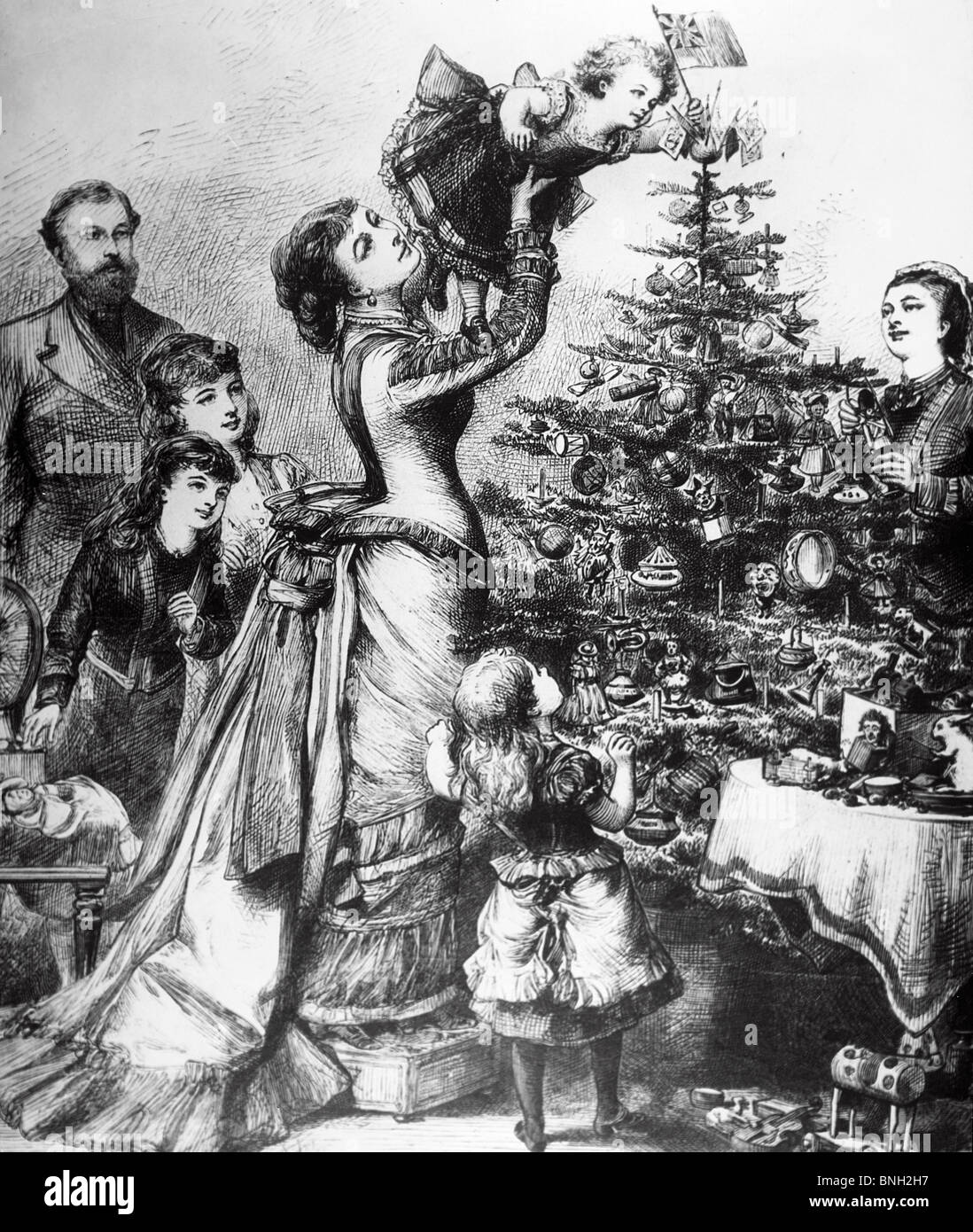 Victorian Christmas by Artist Unknown, 1876 Stock Photo