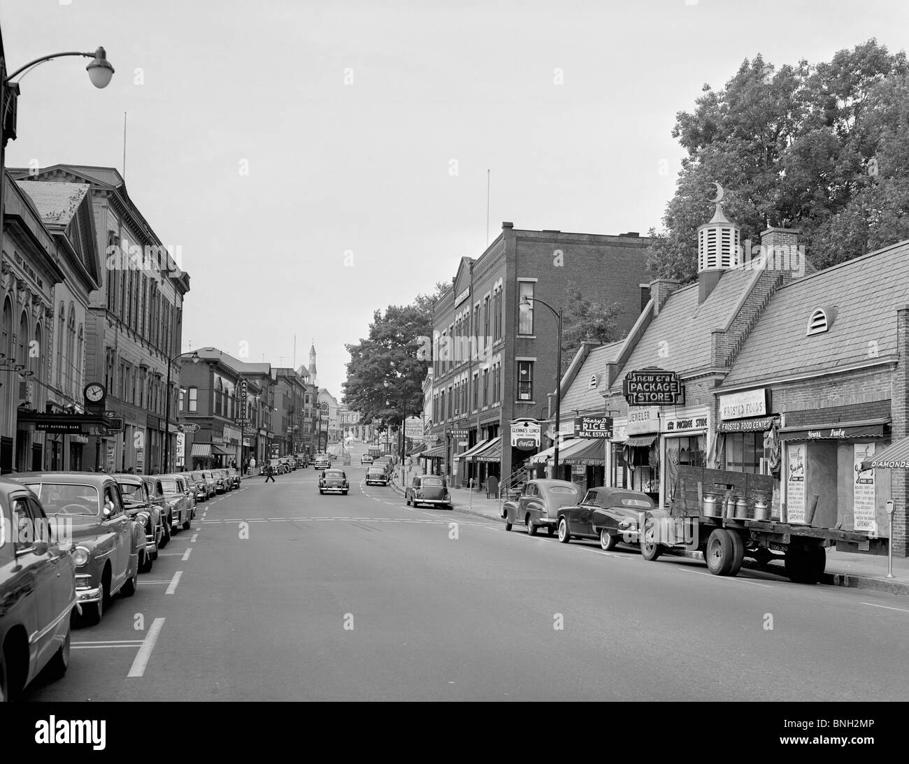 USA, Massachusetts, Marlboro, Cars parked in a row at roadside Stock