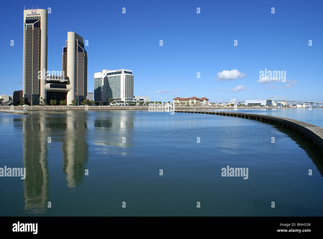 Corpus Christi Texas water in front of city skyline Stock Photo Alamy