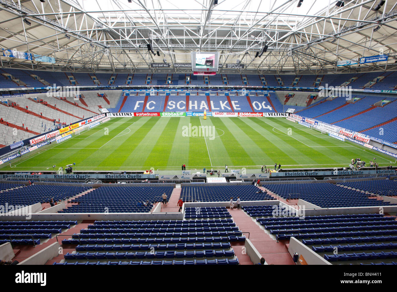 Veltins Areana, big sports stadium, home of German Bundesliga, first division club Schalke 04, Gelsenkrichen, Germany. Stock Photo