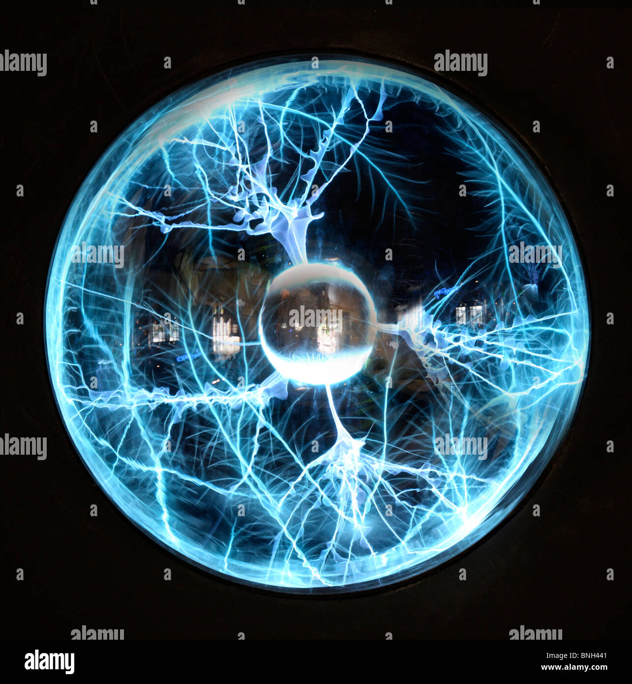 Plasma lamp, lightning ball. Generates artificial flashes in a glass