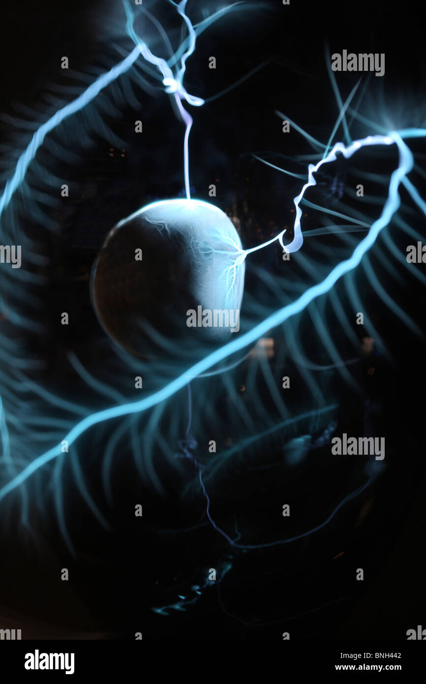 Plasma lamp, lightning ball. Generates artificial flashes in a glass