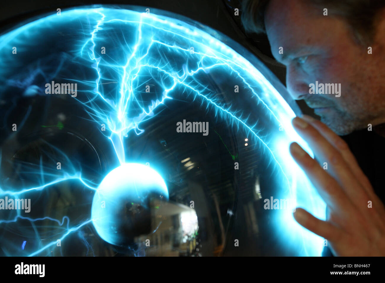 Plasma lamp, lightning ball. Generates artificial flashes in a glass