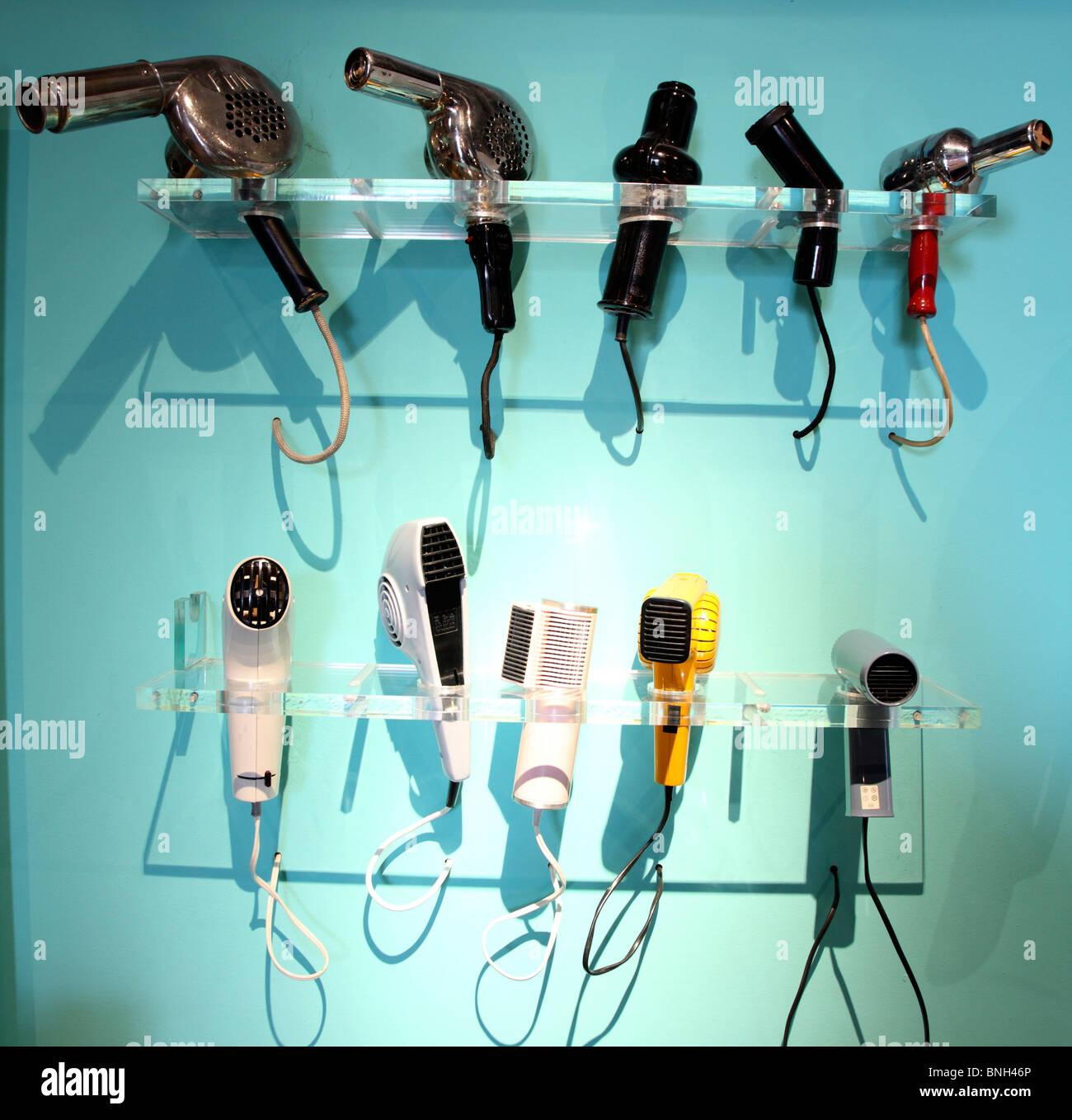 Different types of hairdryer. Stock Photo