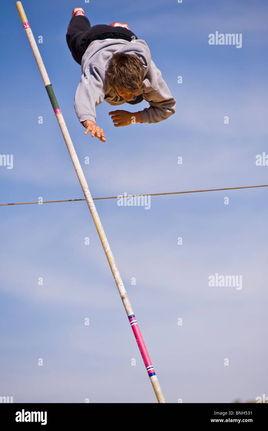high school intramural pole vaulting Stock Photo Alamy