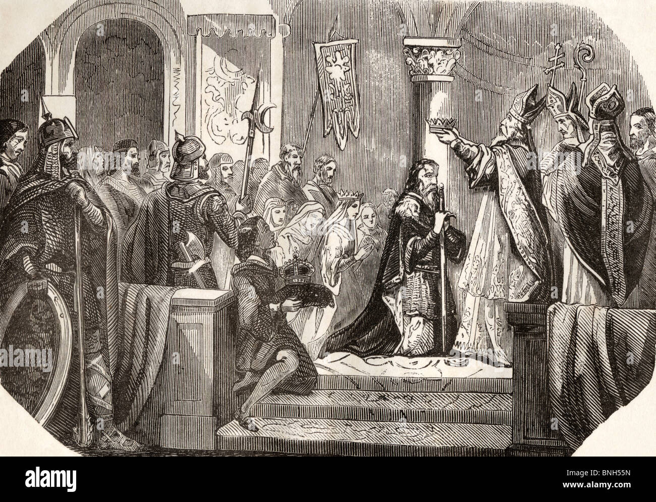 Coronation of Charlemagne as king of Italy. Charlemagne, c.742 to 814