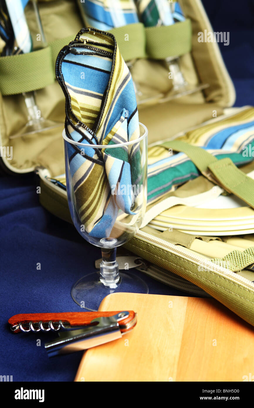 Picnic kit on a blanket Stock Photo Alamy