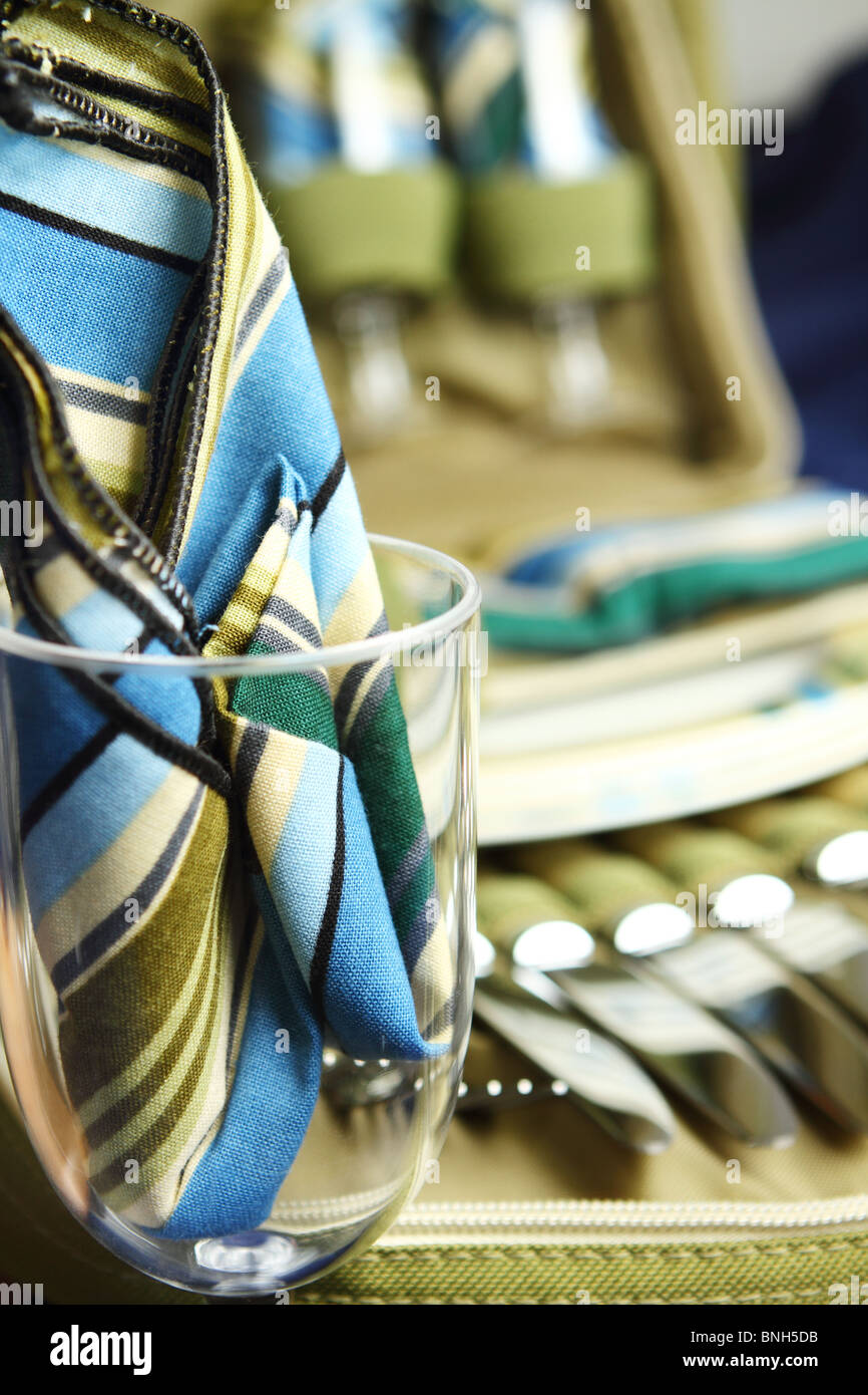 Picnic kit on a blanket Stock Photo Alamy