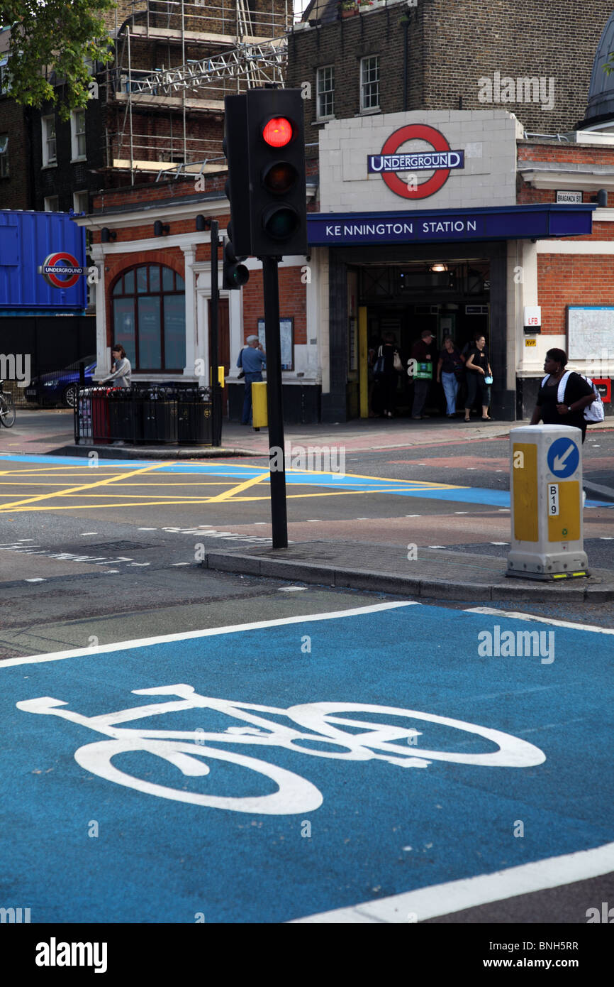 A view of Kennington station showing the Barclays Cycle Superhighway CS7 , London, SE11. Stock Photo