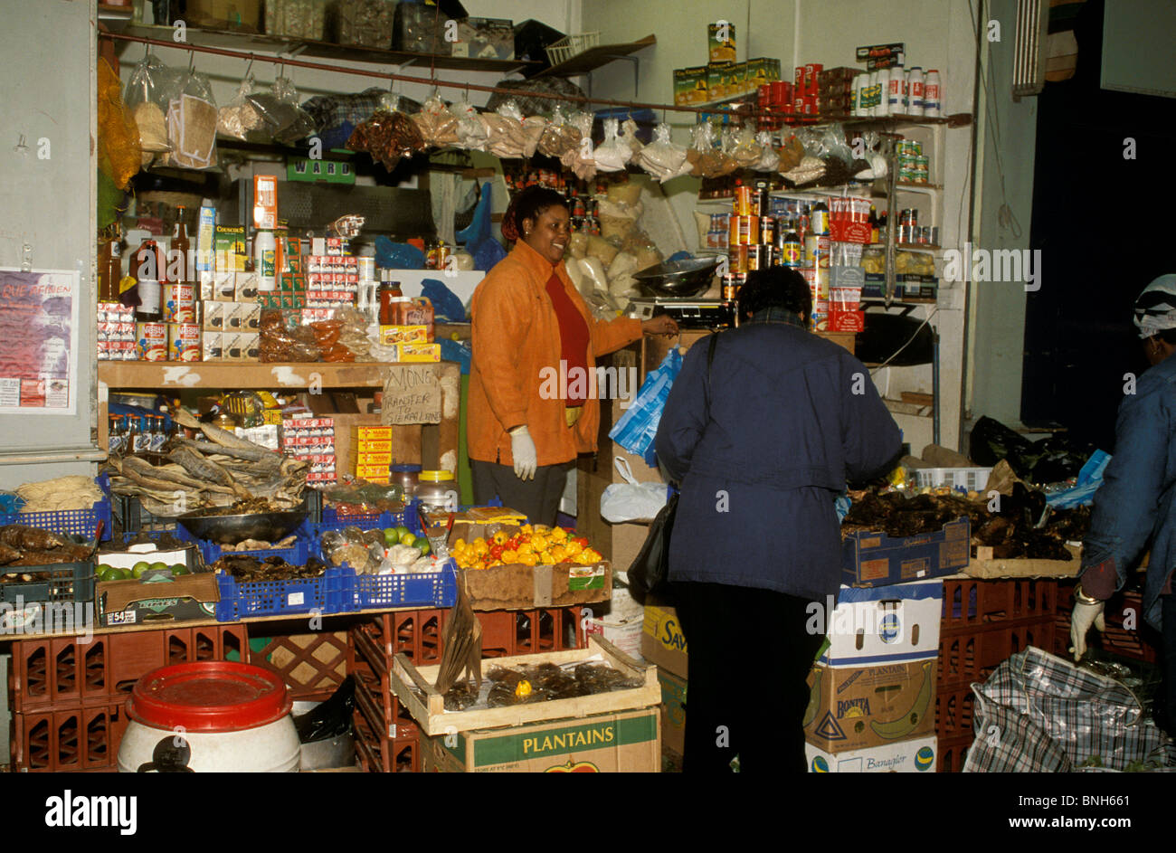 Grocery store in Electric Avenue, Brixton, London Stock Photo