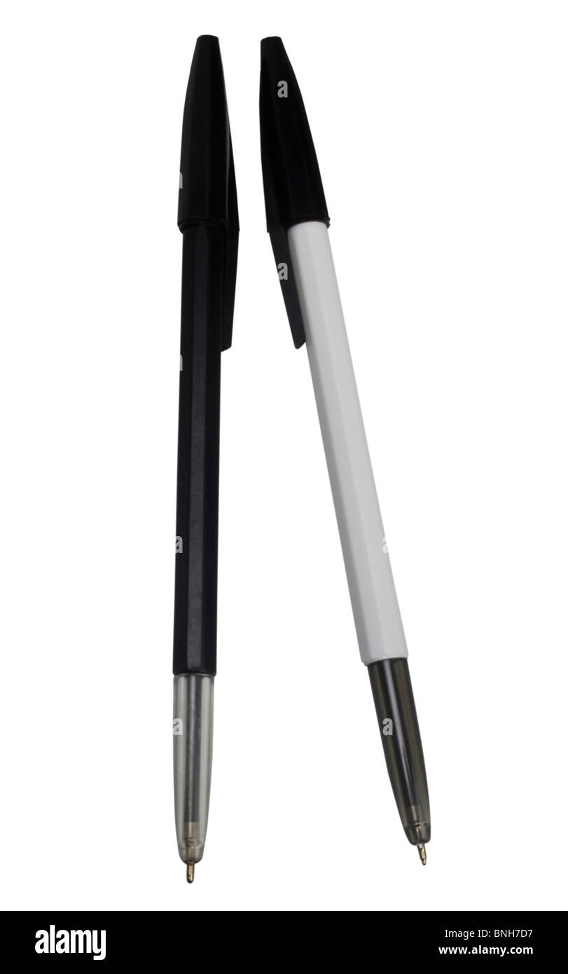 Closeup of two ballpoint pens Stock Photo Alamy