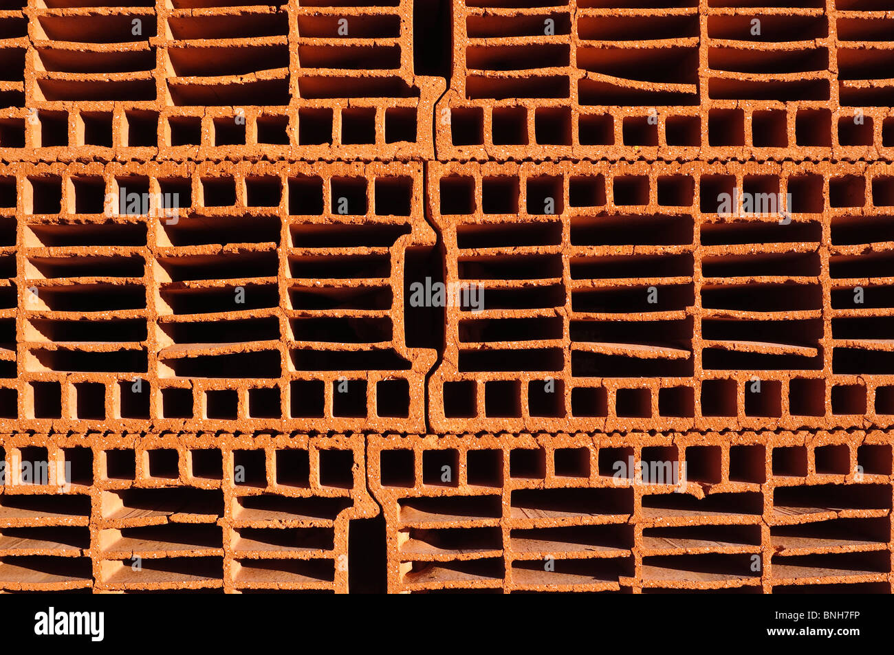 Stack of new Bouyer Leroux bio-bricks - France. Stock Photo